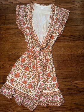 Veronica Beard White Top with Pink and Orange Trim